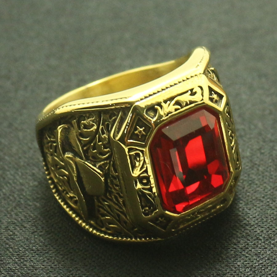 Red Stone Cowboy Rhinoceros Ring